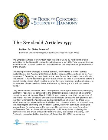 The Smalcald Articles 1537 - International Lutheran Council