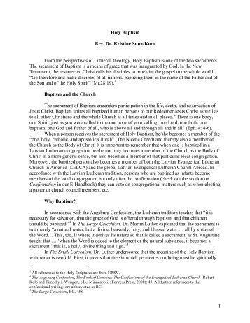 1 Holy Baptism Rev. Dr. Kristine Suna-Koro From the perspectives of ...