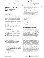 Lesson Plan D2 Comets and Meteors - Starry Night Education