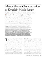 Meteor Shower Characterization at Kwajalein Missile Range