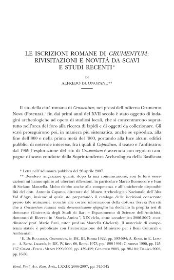 le iscrizioni romane di grumentum - Terra Italia ONLUS