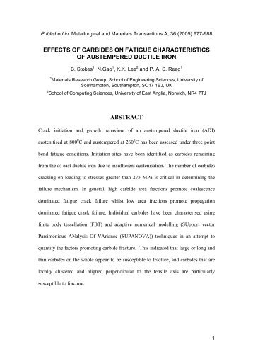 fatigue analysis of austempered ductile iron suitable for automotive ...