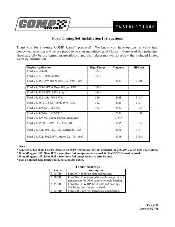 Ford Timing Set Installation Instructions - COMP Cams