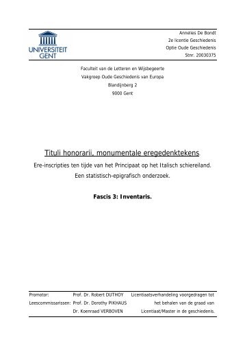 Tituli honorarii, monumentale eregedenktekens. - E-thesis