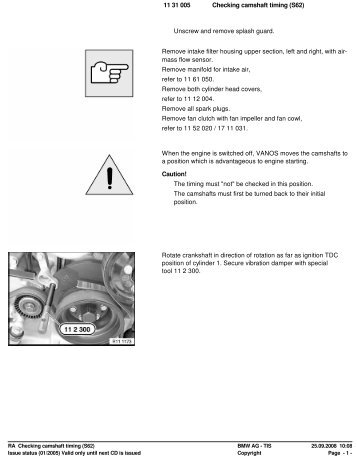 RA Checking camshaft timing (S62) - Dr. Vanos