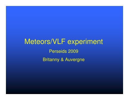 Searching for ELF/VLF meteor - International Meteor Organization