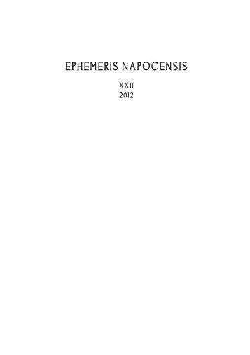 EPHEMERIS NAPOCENSIS - Institutul de Arheologie şi Istoria Artei