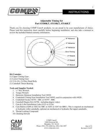 INSTRUCTIONS - COMP Cams