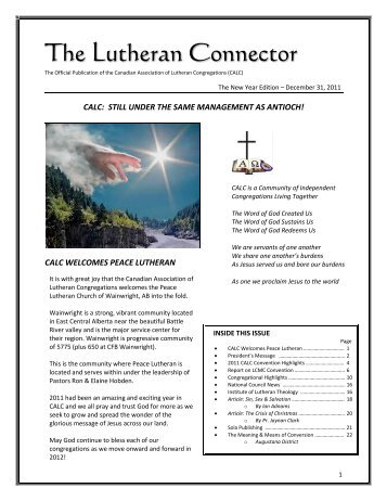 The Lutheran Connector - Canadian Association of Lutheran ...