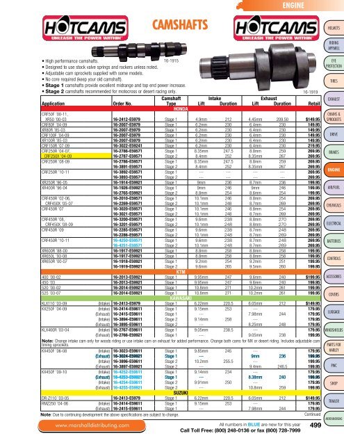 CAMSHAFTS - Marshall Distributing