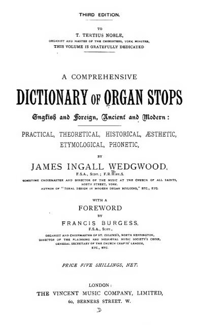 A comprehensive dictionary of organ stops - Allen Organ Studio of ...