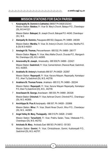 MISSION STATIONS FOR EACH PARISH - Suvara