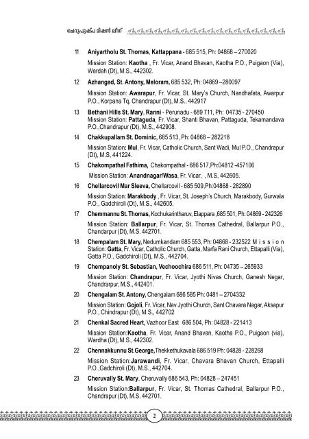 MISSION STATIONS FOR EACH PARISH - Suvara