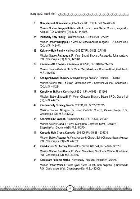 MISSION STATIONS FOR EACH PARISH - Suvara