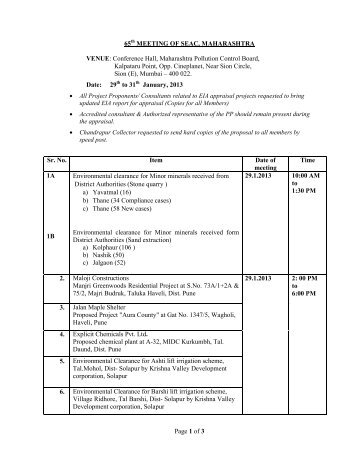 Page 1 of 3 65 MEETING OF SEAC, MAHARASHTRA VENUE ...