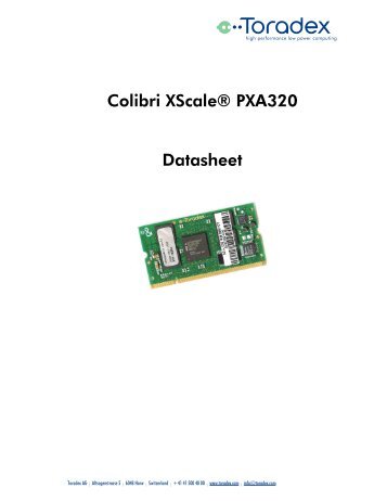 Colibri XScale® PXA320 Datasheet - Toradex