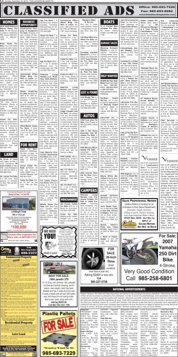 Classifieds - The Lafourche Gazette