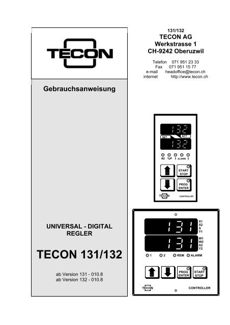 DIGITAL REGLER TECON 131/132 - Tecon AG