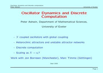 Oscillator Dynamics and Discrete Computation - Isaac Newton ...