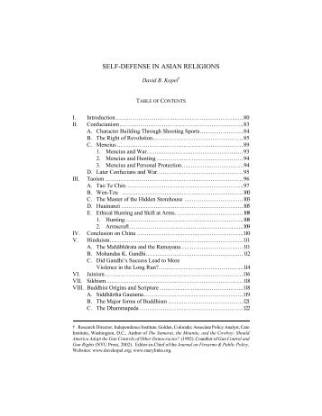 SELF-DEFENSE IN ASIAN RELIGIONS - Dave Kopel