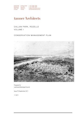 callan park, rozelle volume i conservation management plan