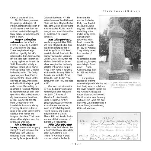 The Callans and McClarys, by John Edward Callan - Callanworld