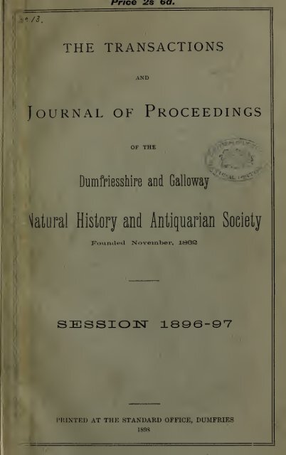 Vol 13 - Dumfriesshire & Galloway Natural History and Antiquarian ...
