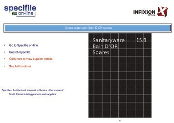 Cobra Watertech - Sanitaryware Bain D'OR Spares - Specifile on-line