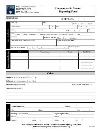 Communicable Disease Reporting Form - Boston Public Health ...