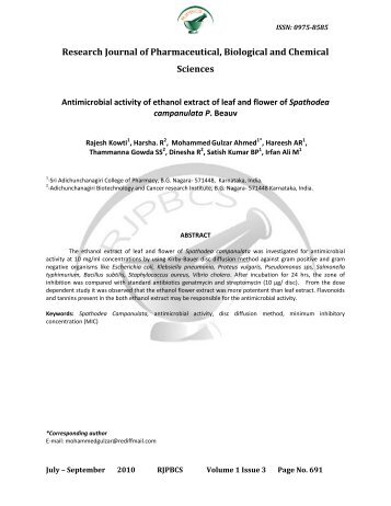 antimicrobial activity of ethanol extract of leaf and flower of ...