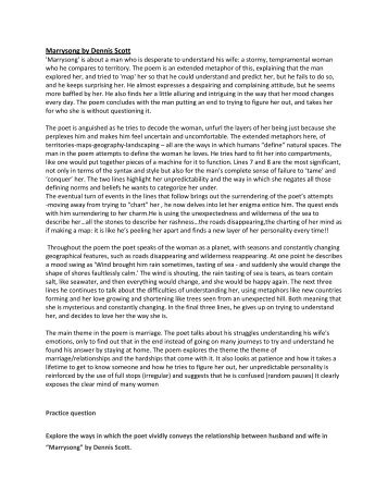 analysis of marrysong dennis scott The poem “marrysong” by dennis scott is about a man who is desperate to understand his wife as he struggles to predict her feelings and. analysis of marrysong dennis scott The poem “marrysong” by dennis scott is about a man who is desperate to understand his wife as he struggles to predict her feelings and.