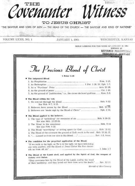 Covenanter Witness Vol. 72 - Reformed Presbyterian Historical