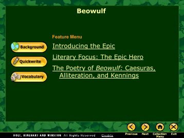 Beowulf Background and Literary Features Notes