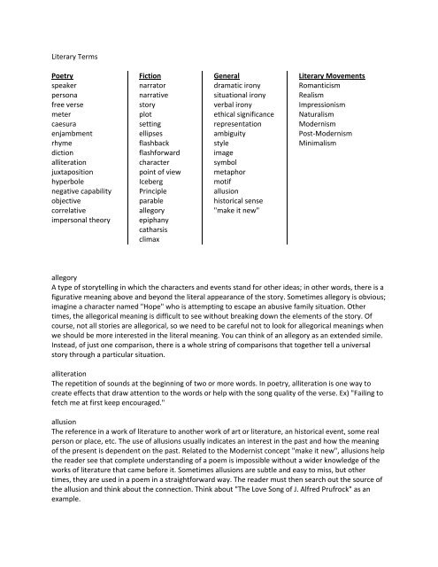 Literary Terms Poetry speaker persona free verse meter caesura ...