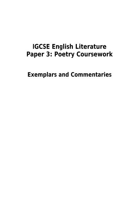 examples of english literature coursework