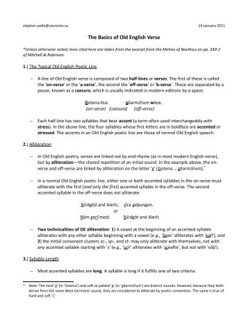 The Basics of Old English Verse - ENG240Y Old English