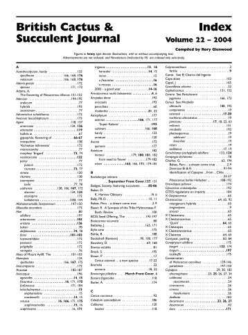 British Cactus & Index Succulent Journal Volume 22 – 2004