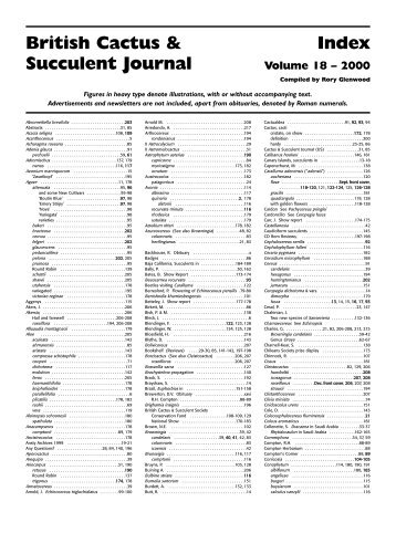 British Cactus & Index Succulent Journal Volume 18 – 2000