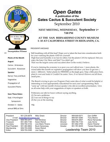 Open Gates - Gates Cactus & Succulent Society