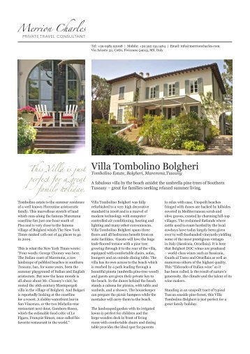 Villa Tombolino Bolgheri - Merrion Charles