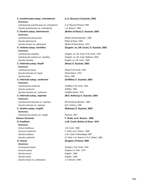 Catálogo de Autoridades Taxonómicas de Cactaceae - Conabio