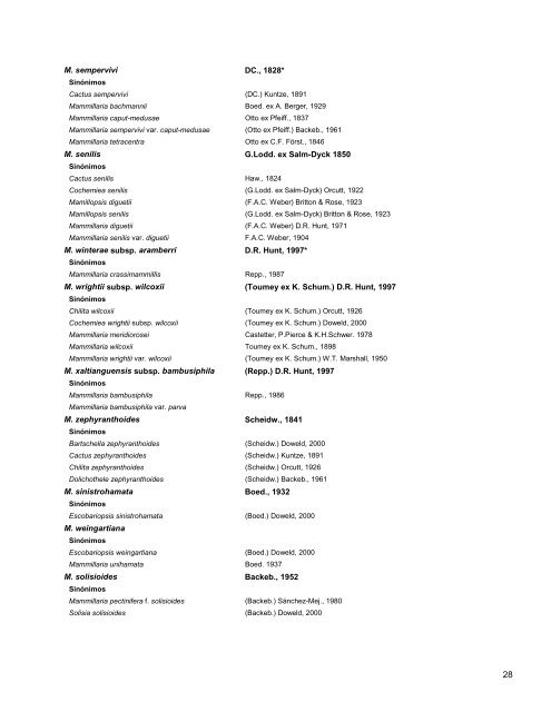 Catálogo de Autoridades Taxonómicas de Cactaceae - Conabio