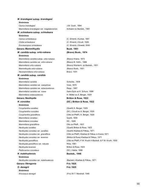 Catálogo de Autoridades Taxonómicas de Cactaceae - Conabio