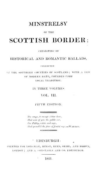 Minstrelsy of the Scottish border - National Library of Scotland