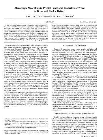 Alveograph Algorithms to Predict Functional Properties of Wheat in ...