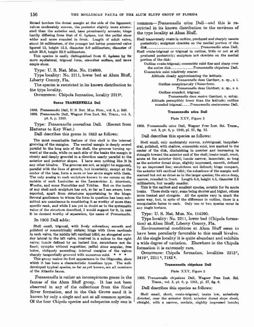 the molluscan fauna of the alum bluff group of florida