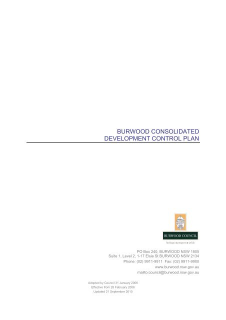 Consolidated DCP Introduction - Burwood Council