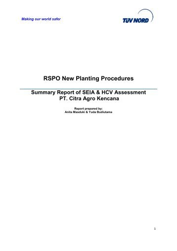 NPP Summary Report of SEIA & HCV Assessmet - Roundtable on ...