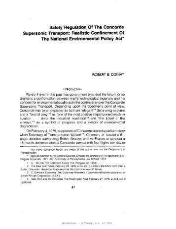 Safety Regulation Of The Concorde Supersonic Transport: Realistic ...