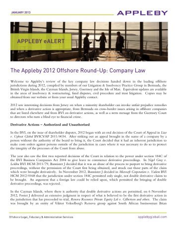 The Appleby 2012 Offshore Round-Up - Company Law January 2013